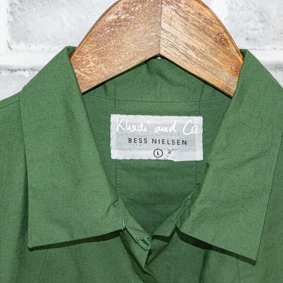 Khadi & Co Bess Nielsen Long Sleeve Button up Blouse in Green Women's Size L - Picture 2 of 12
